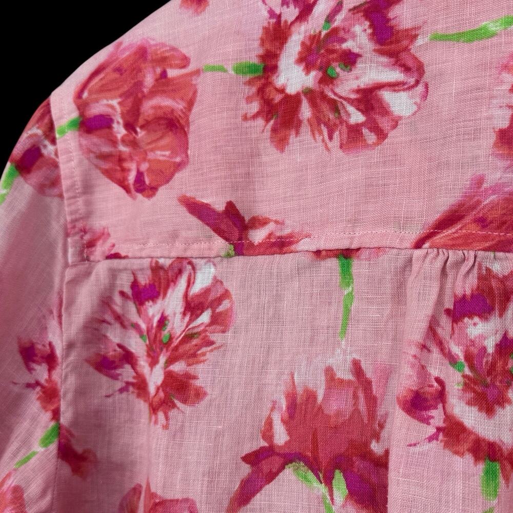 Charter Club Linen Pink Button Up Shirt Floral Womens XL Cottagecore Boho Resort - Picture 8 of 9